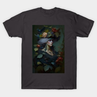 Flower Witch Moody Dark Painting T-Shirt